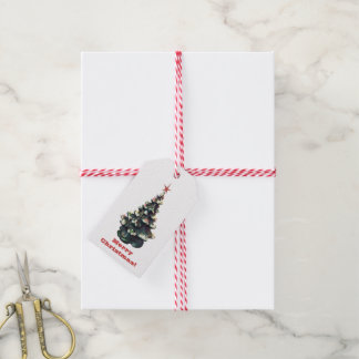 Retro keramische kerstboom cadeaulabel