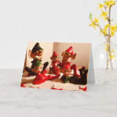 Retro Keramische Xmas Elfen Kaart (Gele Bloem)