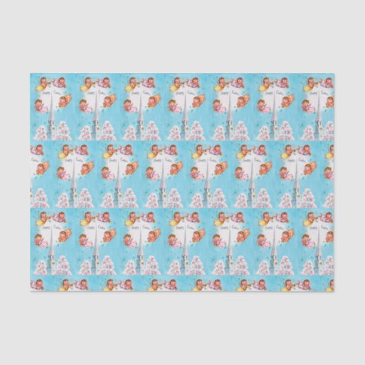 retro Kerk en Angels Tissuepapier (Voorkant)