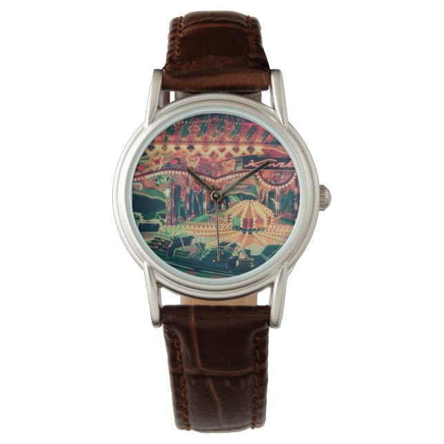 Retro Kermis Gefilterde Foto Horloge (Voorkant)