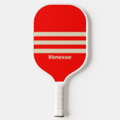Retro Kers Drie Dwars Strepen met Naam Pickleball Paddle (Achterkant)