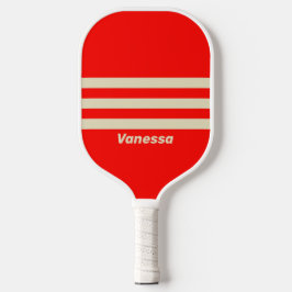 Retro Kers Drie Dwars Strepen met Naam Pickleball Paddle