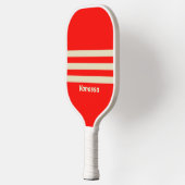 Retro Kers Drie Dwars Strepen met Naam Pickleball Paddle (Links)