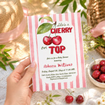 Retro Kers-op-de-Top Roze Streep Baby Shower
