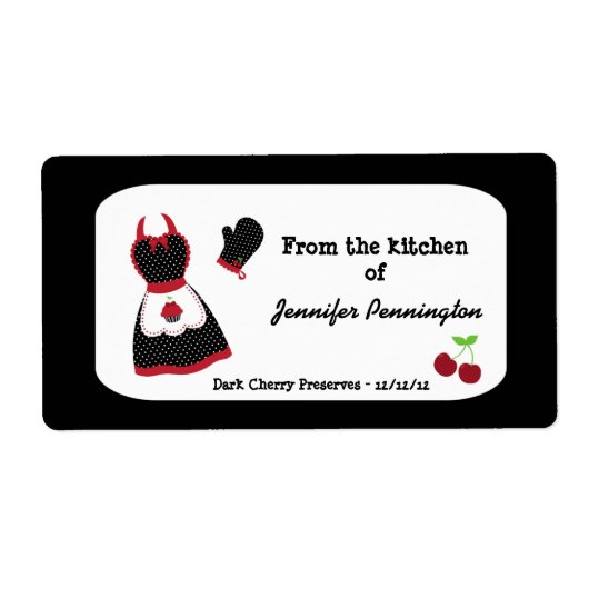 Retro kers uit keuken van voedseletiketten etiket (Voorkant)