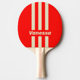 Retro Kersen Drie Pin Strepen met Naam Tafeltennisbatje