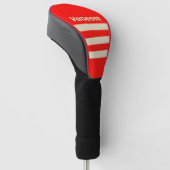 Retro Kersen Drie Strepen met Naam Golfheadcover (Schuin)