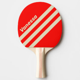 Retro Kersen Driehoekige Strepen met Naam Tafeltennisbatje
