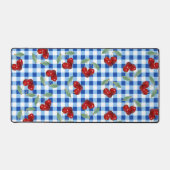 Retro kersen en Blue Gingham Bureaumat (Voorkant)