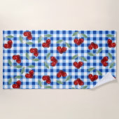 Retro kersen en Blue Gingham Strandlaken (Voorkant)