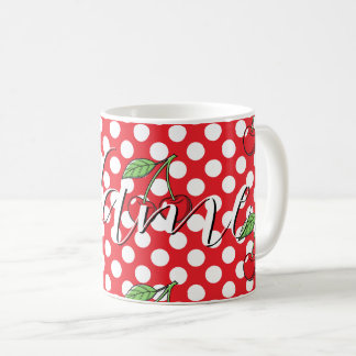 Retro kersen en polka stippen koffiemok