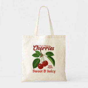 Retro Kersen Fruit Commerciële Grafische Kunst Sti Tote Bag