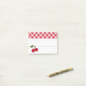 Retro Kersen Gingham Keuken Post It Notes Cadeau (Op bureau)