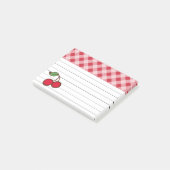 Retro Kersen Gingham Keuken Post It Notes Cadeau (Schuin)