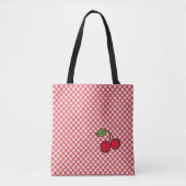 Retro Kersen Gingham Tas Tote Bag Cadeau (Voorkant)