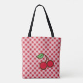 Retro Kersen Gingham Tote Tas Cadeau (Achterkant)