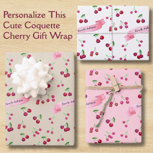 Retro Kersen Patroon Schattig Coquette Zoete Snoep Inpakpapier Vel
