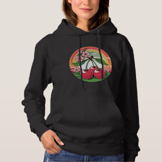 Retro kersenbloesems hoodie
