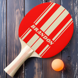 Retro Kersenbord Strepen met Naam Tafeltennisbatje