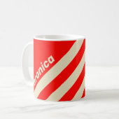 Retro Kersendrie Strepen met Naam Koffiemok (Voorkant links)