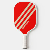 Retro Kersendrie Strepen met Naam Pickleball Paddle (Achterkant)