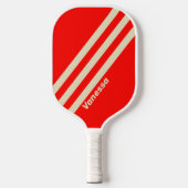 Retro Kersendrie Strepen met Naam Pickleball Paddle (Voorkant)