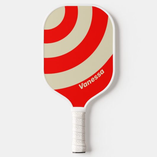 Retro Kersendriecirkelstreep met Naam Pickleball Paddle (Voorkant)