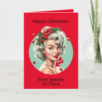 Retro Kerst 1950s pin-up meisje - holly bessen