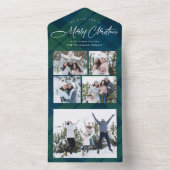 Retro Kerst 5 Foto Groet Vakantie Kaart (Binnen)