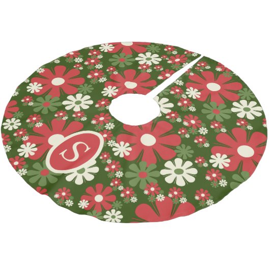 Retro kerst 60s 70s Floral met Initiaal Kerstboom Rok (Gekanteld)