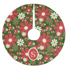 Retro kerst 60s 70s Floral met Initiaal Kerstboom Rok