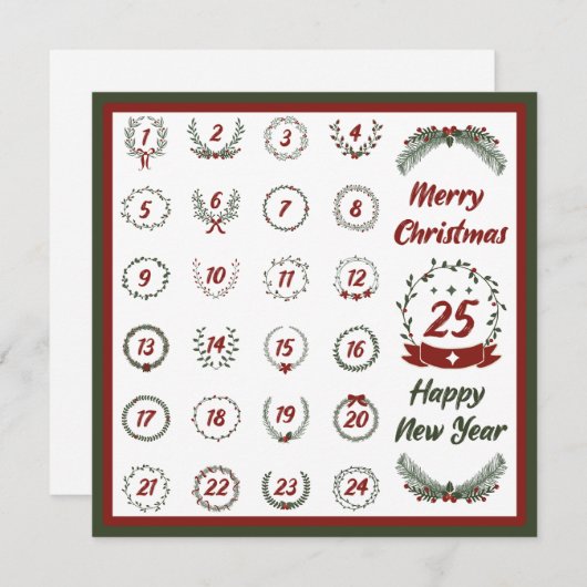 RETRO KERST ADVENT 2023 FEESTDAGENKAART (Voorkant / Achterkant)