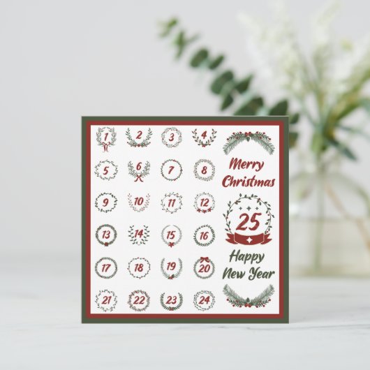 RETRO KERST ADVENT 2023 FEESTDAGENKAART (Staand voorkant)