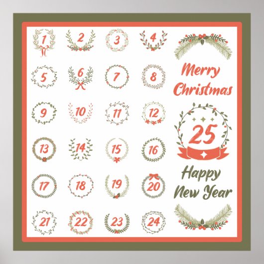 RETRO KERST ADVENTKALENDER 2023 POSTER (Voorkant)