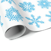 Retro Kerst Blauw Sneeuwvlokken  Cadeaupapier (Rol Hoek)