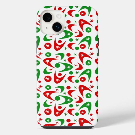Retro Kerst Boemerangen iPhone Hoesje (Achterkant)