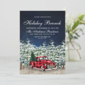 Retro Kerst Boerderij Truck Bos Vakantie Brunch Kaart (Staand voorkant)