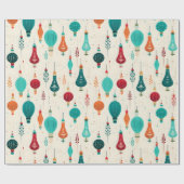 Retro Kerst Bollen Ornamenten Patroon Cadeaupapier (Vlak)