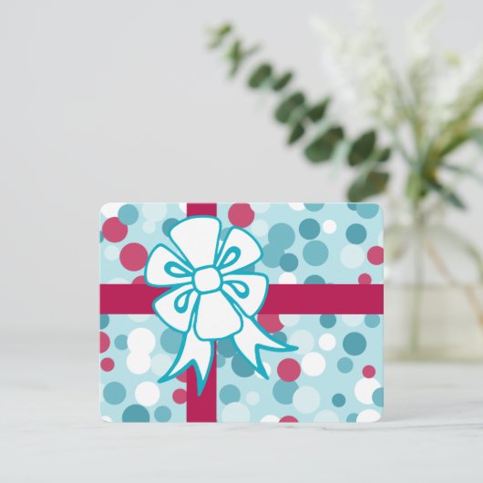 Retro Kerst Bow Kaart (Staand voorkant)