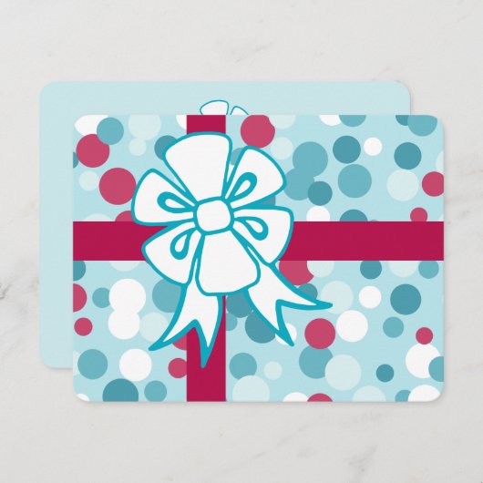 Retro Kerst Bow Kaart (Voorkant / Achterkant)