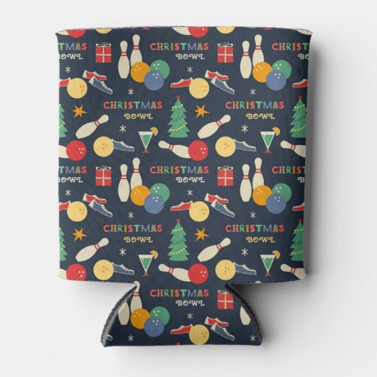 Retro kerst bowling patroon blikjeskoeler (Voorkant)