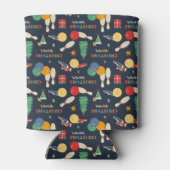 Retro kerst bowling patroon blikjeskoeler (Achterkant)