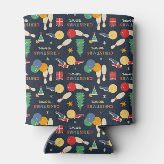 Retro kerst bowling patroon blikjeskoeler (Achterkant)