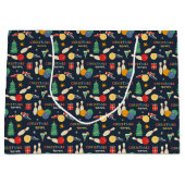 Retro kerst bowling patroon groot cadeauzakje (Voorkant)