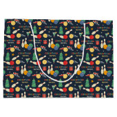 Retro kerst bowling patroon groot cadeauzakje (Achterkant)