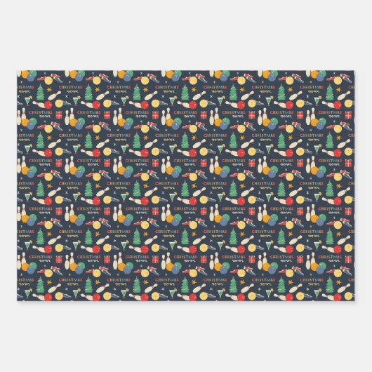 Retro kerst bowling patroon inpakpapier vel (Voorkant)