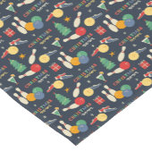 Retro kerst bowling patroon korte tafelloper (Hoek)