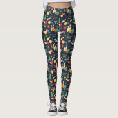 Retro kerst bowling patroon leggings (Voorkant)