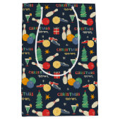 Retro kerst bowling patroon medium cadeauzakje (Voorkant)