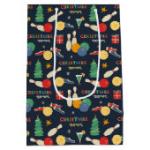 Retro kerst bowling patroon medium cadeauzakje (Achterkant)